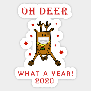 Funny Oh Deer What a Year Face Mask 2020 Christmas Holiday Design Sticker